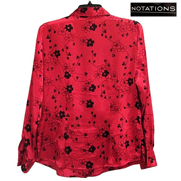 NOTATIONS NWOT Old Money Floral Satin Collared Button-Down Shirt S - Picture 9 of 12
